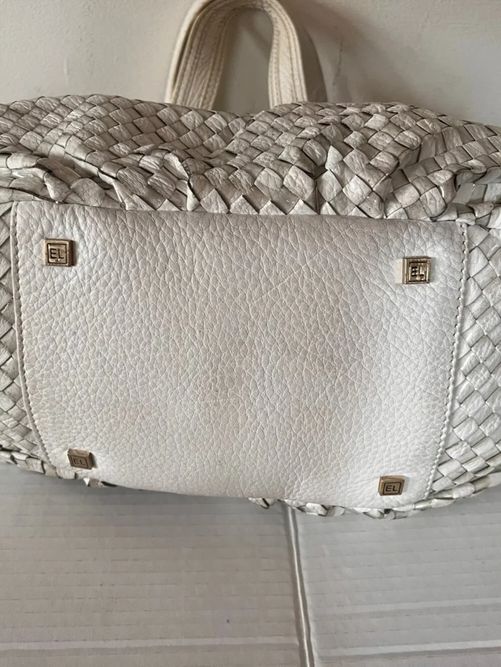 VINTAGE ELLIOTT LUCCA WOVEN SATCHEL BAG CLASP CLOSURE